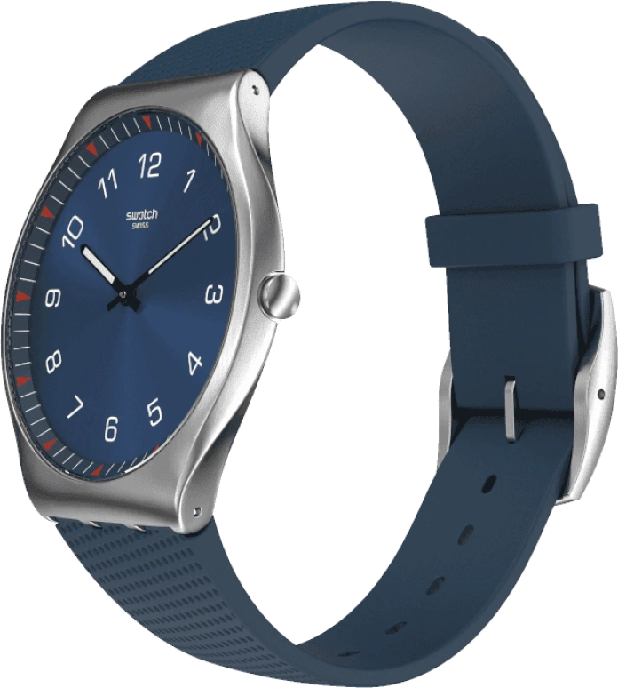Swatch,SKIN 42mm,42mm,Stainless Steel,Blue,Quartz,Round,Silver,SS07S102