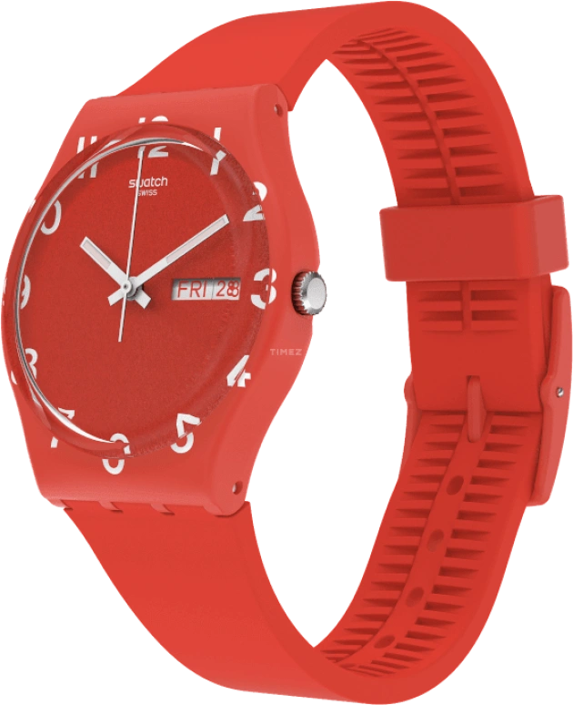 Swatch,Originals 39.20mm,39.20mm,Plastic,Red,Sapphire,Crystal Glass,Closed,GR713