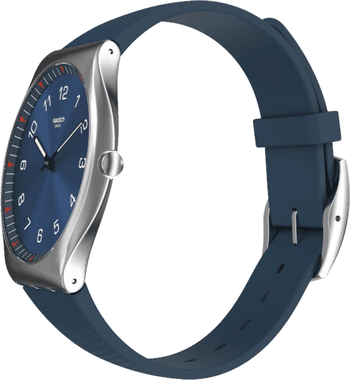 Swatch,SKIN 42mm,42mm,Stainless Steel,Blue,Quartz,Round,Silver,SS07S102