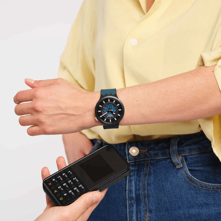 斯沃琪,THE BOLD 47毫米,47毫米,生物陶瓷,黑色,石英,生物基,玻璃,圆形,SB03B111,SB03B111-6000