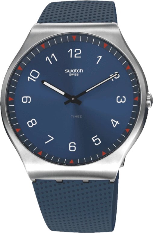 Swatch,SKIN 42mm,42mm,Stainless Steel,Blue,Quartz,Round,Silver,SS07S102