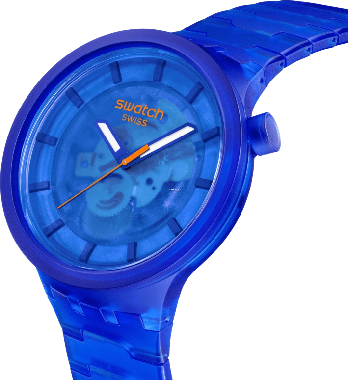 Swatch,THE BOLD 47mm,47mm,Bio-sourced,Blue,Quartz,Sapphire,Crystal Glass,Round,SB05N116