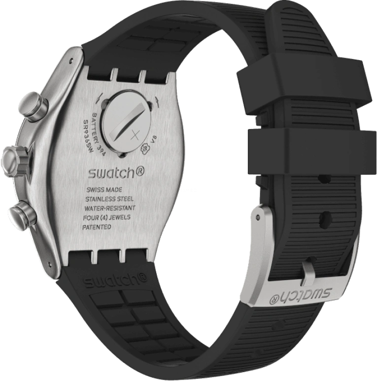 Swatch,IRONY 43mm,43mm,Stainless Steel,Black,Silver,YVS486