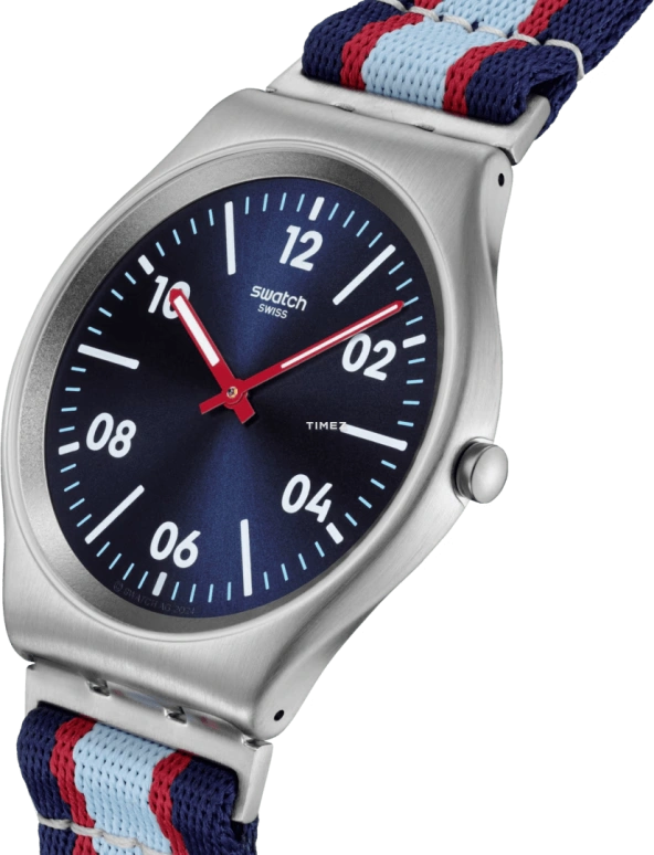 Swatch,SKIN 42mm,42mm,Stainless Steel,Blue,Quartz,Round,Gray,SS07S148