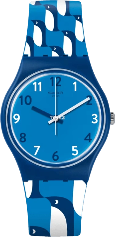 Swatch,Originals 34mm,34mm,Plastic,Blue,Quartz,Tonneau,GN246