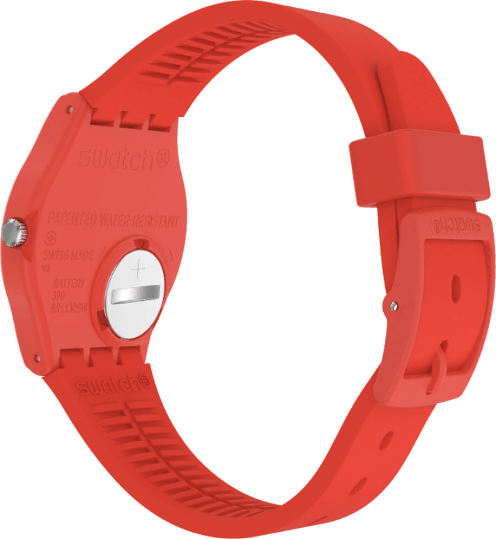 Swatch,Originals 39.20mm,39.20mm,Plastic,Red,Sapphire,Crystal Glass,Closed,GR713
