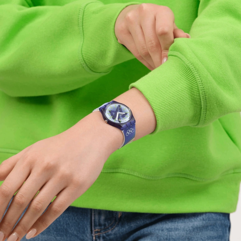 斯沃琪,原创 34毫米,34毫米,生物基,紫色,石英,生物基,玻璃,圆形,SO28Z135