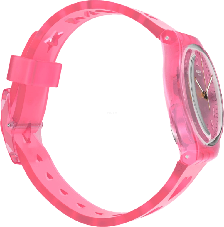 Swatch,Originals 34mm,34mm,Plastic,Pink,Sapphire,Crystal Glass,Open,GZ354