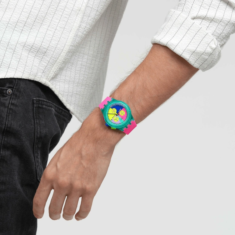 Swatch,Originals 42mm,42mm,Plastic,Multi-Color,Quartz,Chronograph,Day,SUSG408