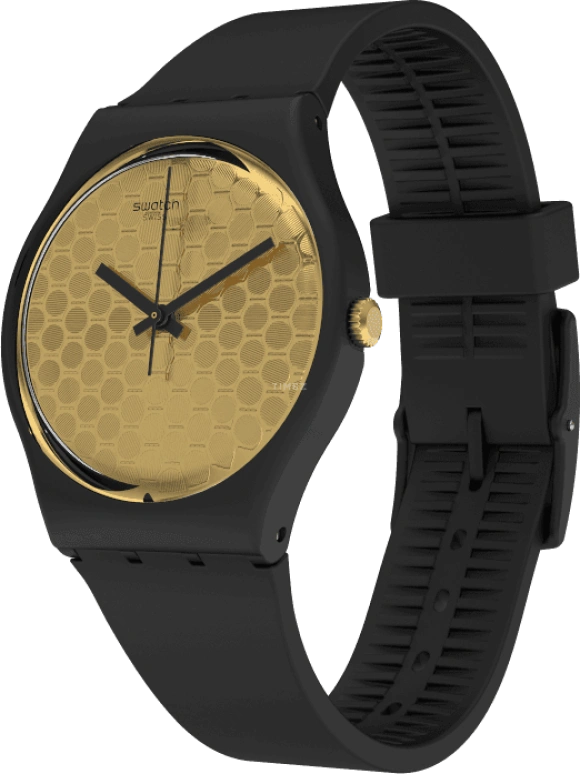 Swatch,Originals 34mm,34mm,Plastic,Gold,Sapphire,Crystal Glass,GB323