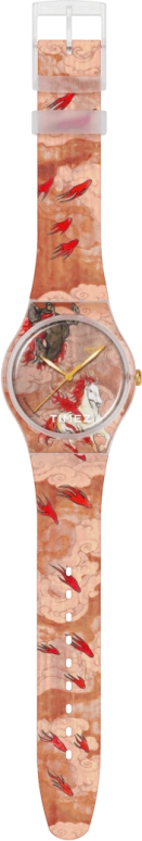 斯沃琪,原创 41毫米,41毫米,复合材料,红色,棕色,多色,石英,圆形,棕色,SUOZ369