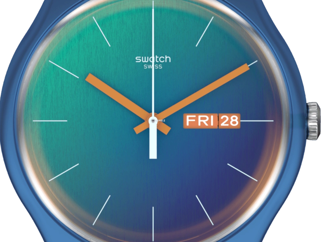 Swatch,Originals 41mm,41mm,Bio-sourced,Blue,Green,Gradient,Quartz,Date,Day,SO29N708