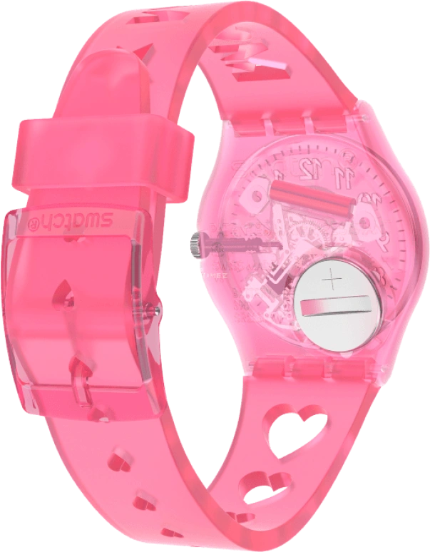 Swatch,Originals 34mm,34mm,Plastic,Pink,Sapphire,Crystal Glass,Open,GZ354