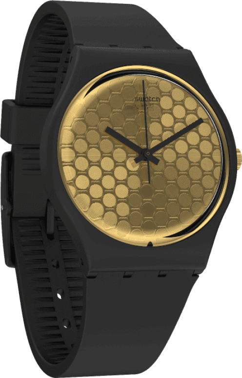 Swatch,Originals 34mm,34mm,Plastic,Gold,Sapphire,Crystal Glass,GB323