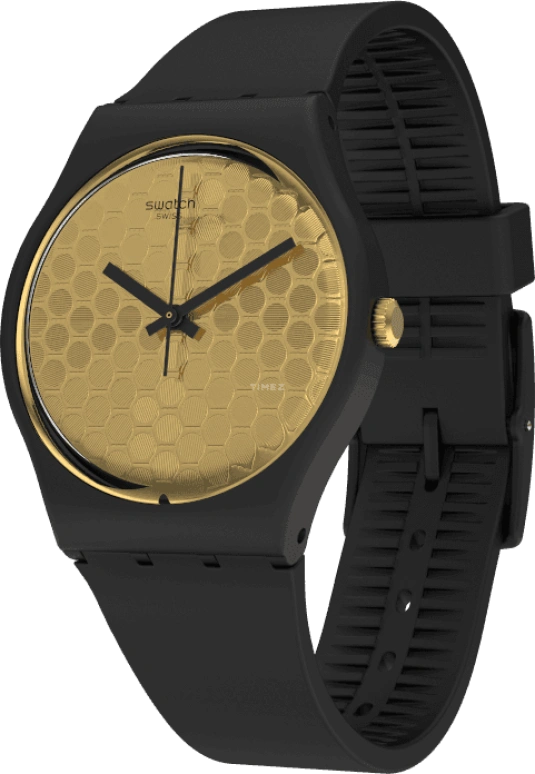 Swatch,Originals 34mm,34mm,Plastic,Gold,Sapphire,Crystal Glass,GB323