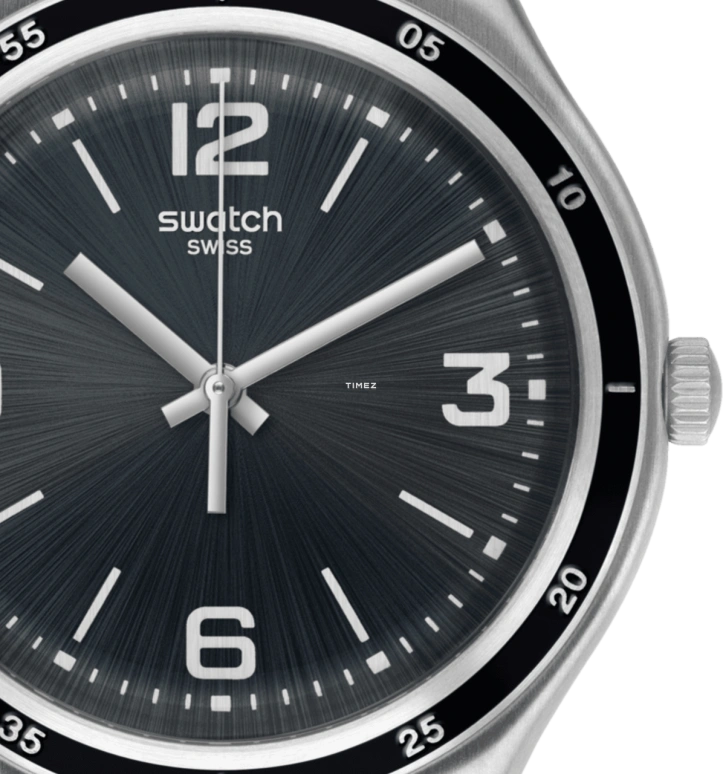 Swatch,HUMPY BUMPY 43mm,43mm,Stainless Steel,Black,Quartz,Tonneau,Silver,YGS132