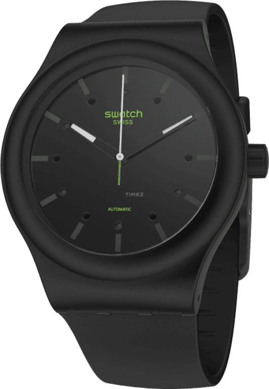 Swatch,Originals 42mm,42mm,Bio-sourced,Black,Quartz,Sapphire,Crystal Glass,Round,SO30B400