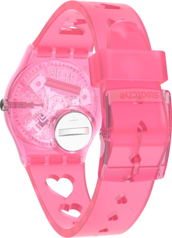 Swatch,Originals 34mm,34mm,Plastic,Pink,Sapphire,Crystal Glass,Open,GZ354