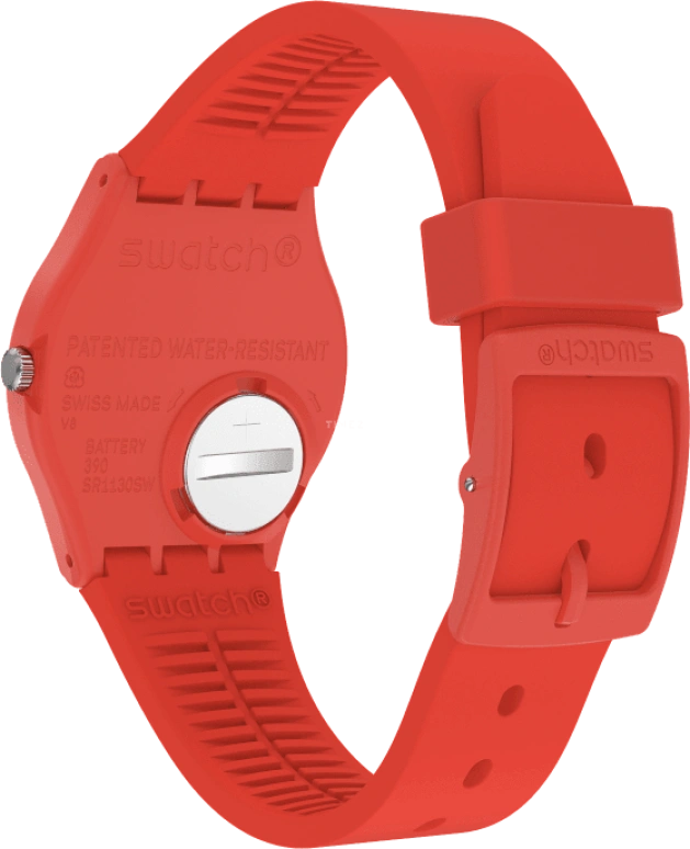 Swatch,Originals 39.20mm,39.20mm,Plastic,Red,Sapphire,Crystal Glass,Closed,GR713