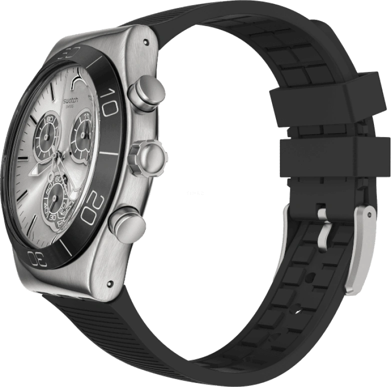Swatch,IRONY 43mm,43mm,Stainless Steel,Black,Silver,YVS486