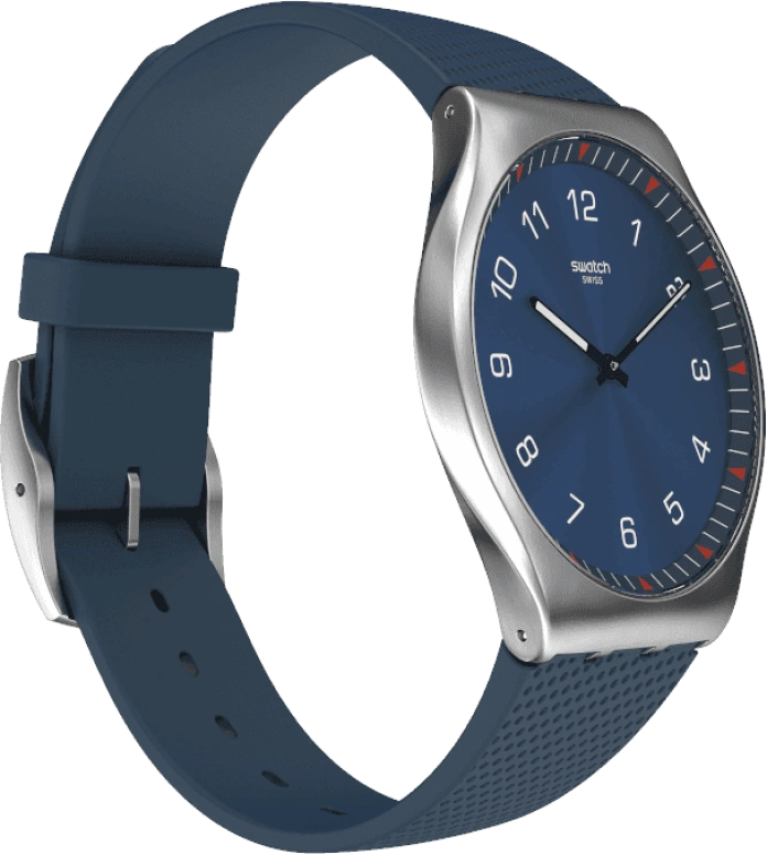 Swatch,SKIN 42mm,42mm,Stainless Steel,Blue,Quartz,Round,Silver,SS07S102