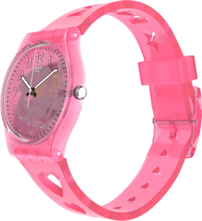 Swatch,Originals 34mm,34mm,Plastic,Pink,Sapphire,Crystal Glass,Open,GZ354