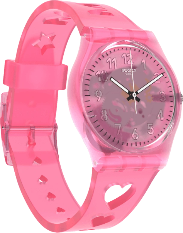 Swatch,Originals 34mm,34mm,Plastic,Pink,Sapphire,Crystal Glass,Open,GZ354