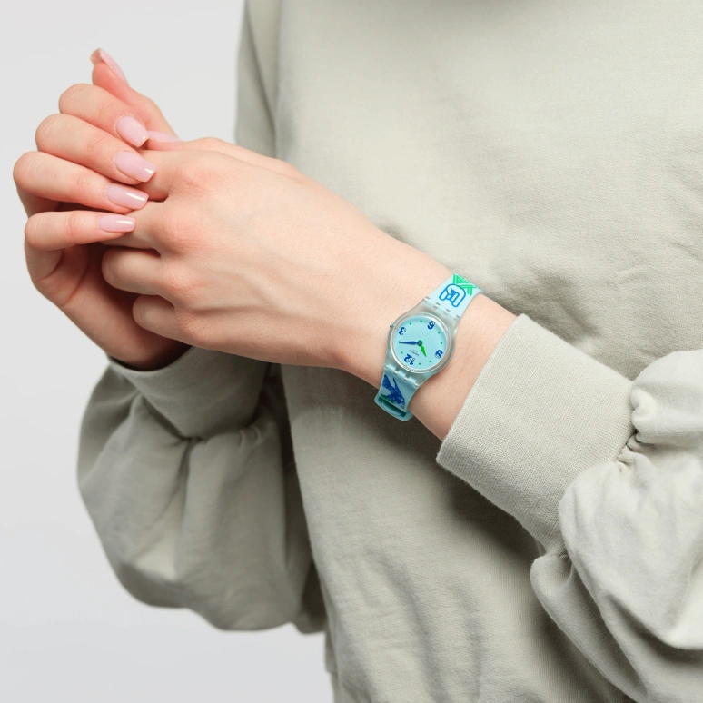 Swatch,IRONY 25mm,25mm,Plastic,Blue,Open,LN157