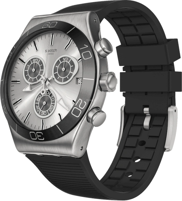 Swatch,IRONY 43mm,43mm,Stainless Steel,Black,Silver,YVS486