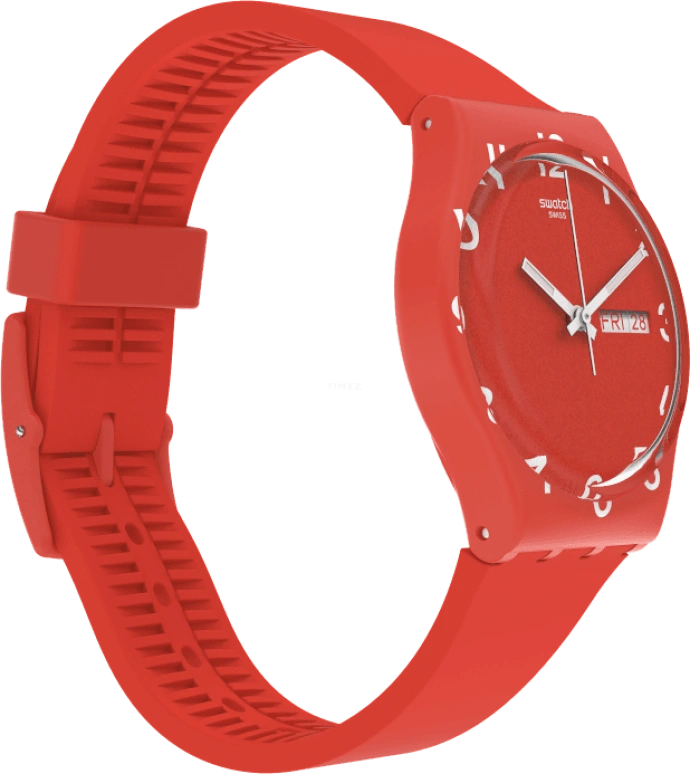 Swatch,Originals 39.20mm,39.20mm,Plastic,Red,Sapphire,Crystal Glass,Closed,GR713