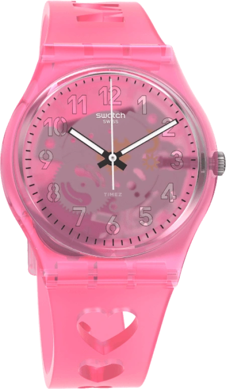 Swatch,Originals 34mm,34mm,Plastic,Pink,Sapphire,Crystal Glass,Open,GZ354