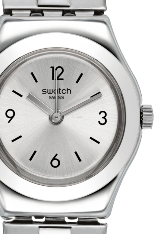 Swatch,IRONY 25mm,25mm,Stainless Steel,Silver,Grey,Quartz,Sapphire,Crystal Glass,Tonneau,YSS304G