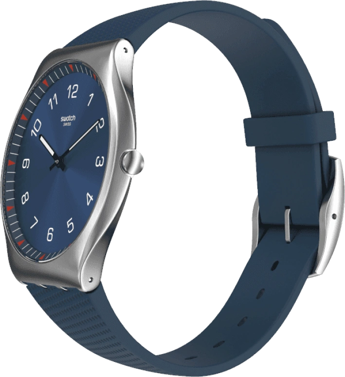 Swatch,SKIN 42mm,42mm,Stainless Steel,Blue,Quartz,Round,Silver,SS07S102