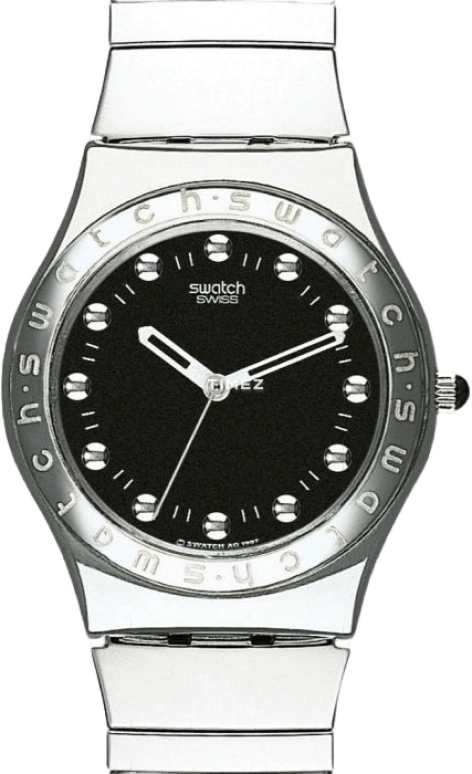 Swatch,Originals 34mm,34mm,Stainless Steel,Black,Quartz,Round,Silver,YLS112B