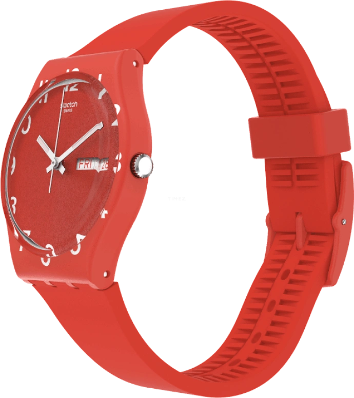 Swatch,Originals 39.20mm,39.20mm,Plastic,Red,Sapphire,Crystal Glass,Closed,GR713