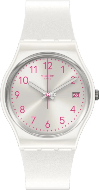 Swatch,Originals 34mm,34mm,Plastic,Silver White,Quartz,Day,Tonneau,GW411