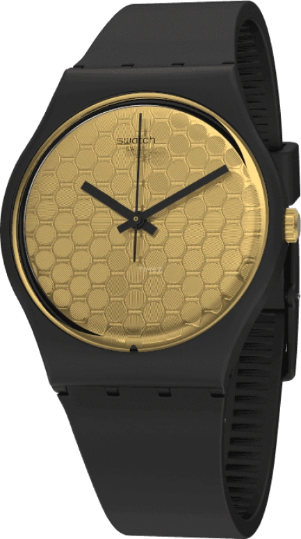 Swatch,Originals 34mm,34mm,Plastic,Gold,Sapphire,Crystal Glass,GB323