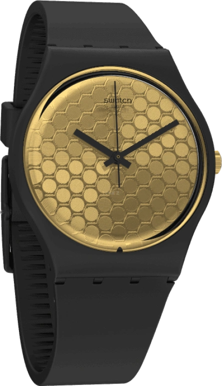 Swatch,Originals 34mm,34mm,Plastic,Gold,Sapphire,Crystal Glass,GB323