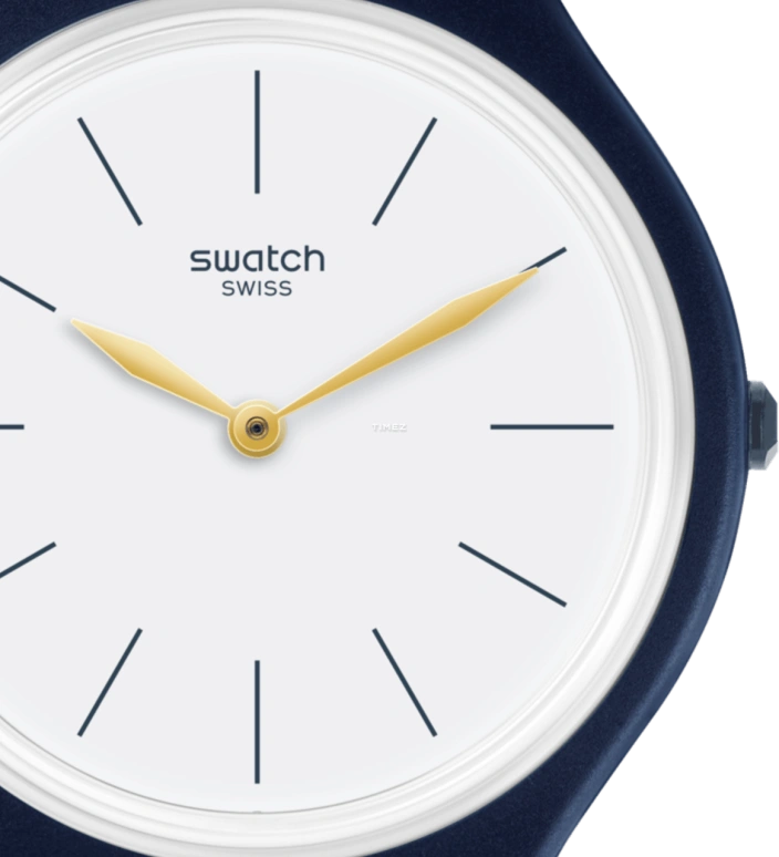 Swatch,SKIN 36.80mm,36.80mm,Plastic,White,Quartz,Round,Blue,SVON102C