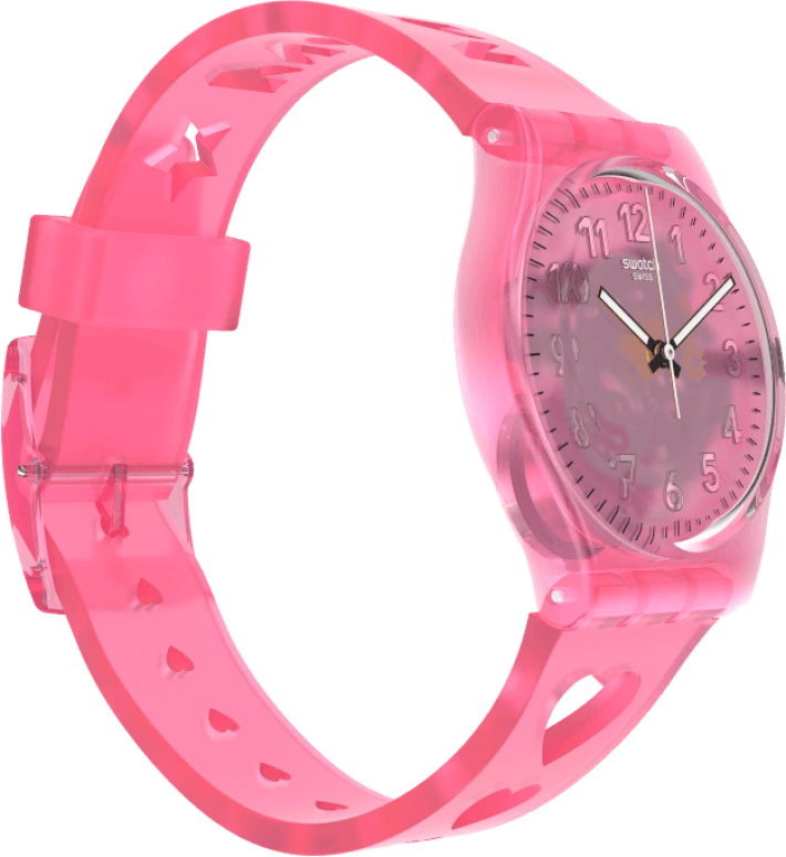 Swatch,Originals 34mm,34mm,Plastic,Pink,Sapphire,Crystal Glass,Open,GZ354