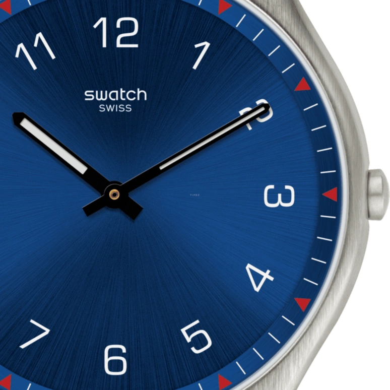 Swatch,SKIN 42mm,42mm,Stainless Steel,Blue,Quartz,Round,Silver,SS07S102