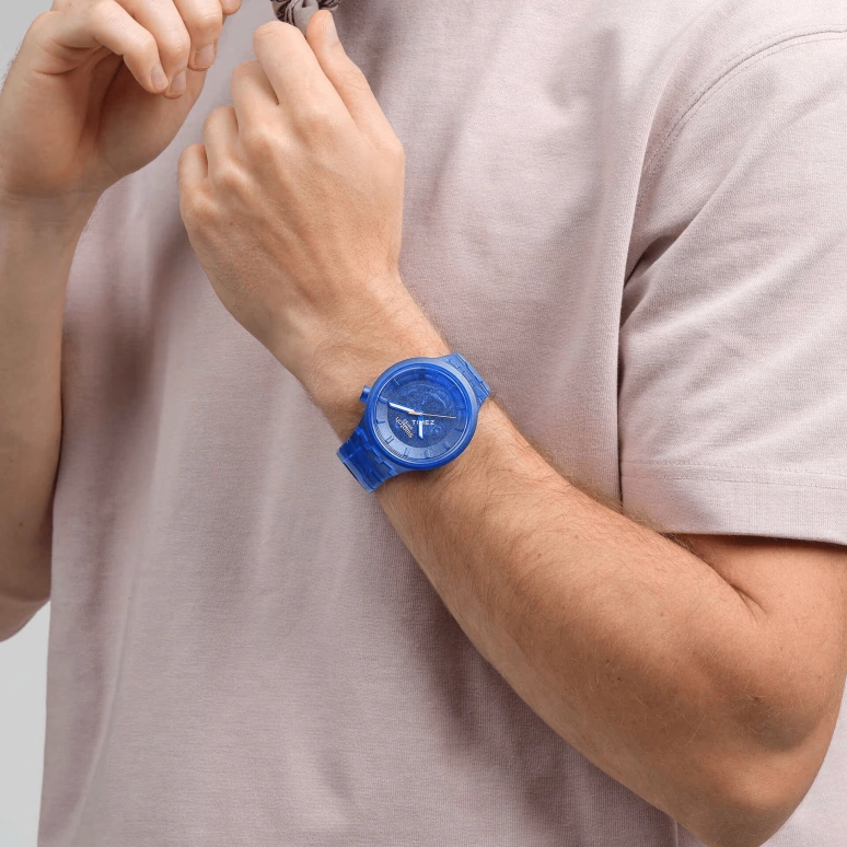 Swatch,THE BOLD 47mm,47mm,Bio-sourced,Blue,Quartz,Sapphire,Crystal Glass,Round,SB05N116