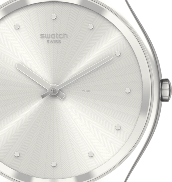 Swatch,SKIN 38mm,38mm,Stainless Steel,Grey,Quartz,Tonneau,Gray,SYXS134