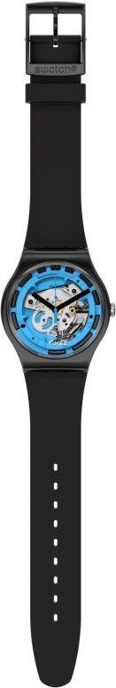 Swatch,Originals 41mm,41mm,Plastic,Blue,Skeleton,Quartz,Tonneau,Black,SUOB187