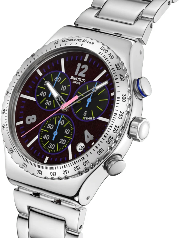 斯沃琪,IRONY 43毫米,43毫米,精钢,黑色,石英,计时,日历,YVS533G