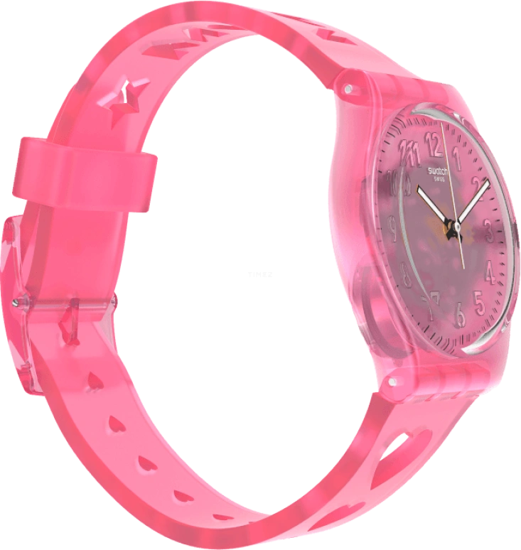 Swatch,Originals 34mm,34mm,Plastic,Pink,Sapphire,Crystal Glass,Open,GZ354