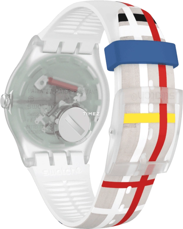 Swatch,Originals 41x47.40mm,41x47.40mm,Plastic,White,Red,Quartz,Sapphire,Crystal Glass,Round,SUOZ297