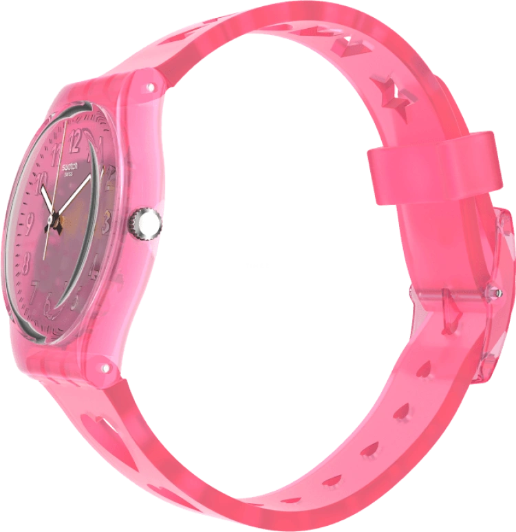 Swatch,Originals 34mm,34mm,Plastic,Pink,Sapphire,Crystal Glass,Open,GZ354