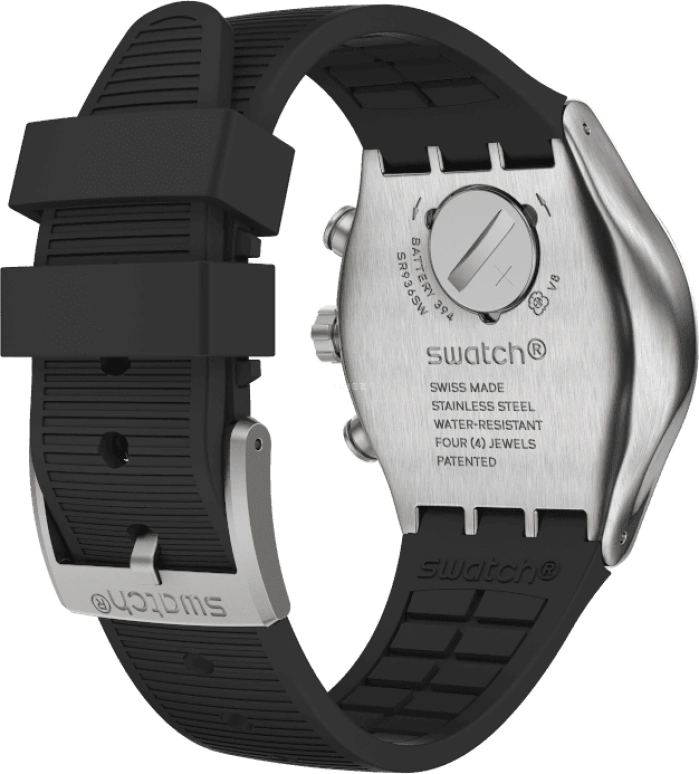Swatch,IRONY 43mm,43mm,Stainless Steel,Black,Silver,YVS486