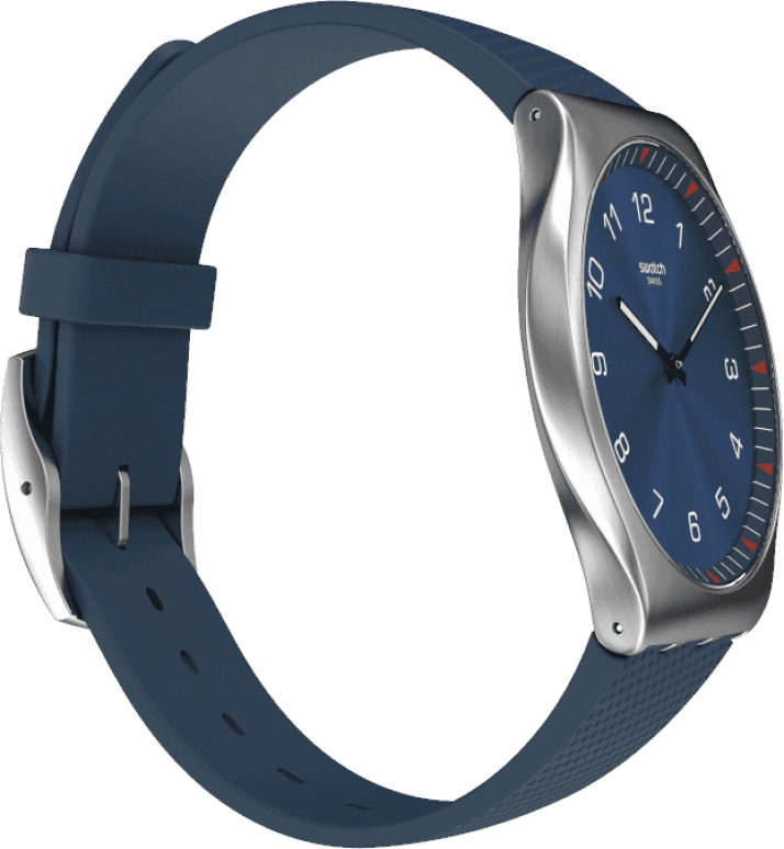 Swatch,SKIN 42mm,42mm,Stainless Steel,Blue,Quartz,Round,Silver,SS07S102